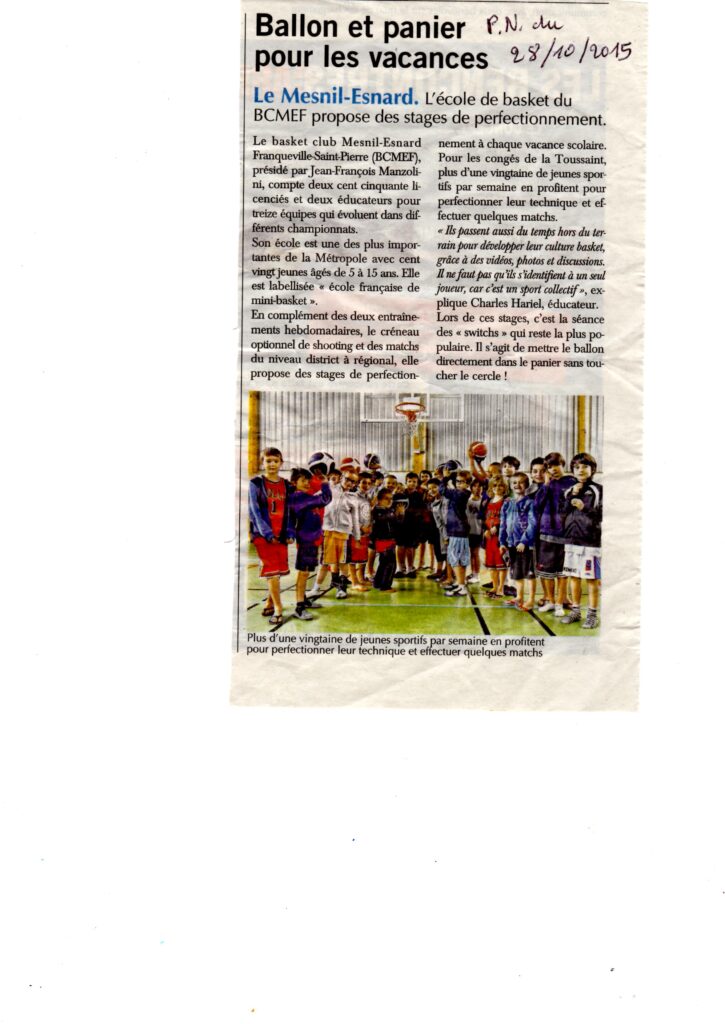 Le stage sur Paris Normandie – Basket Mesnil Franqueville Boos